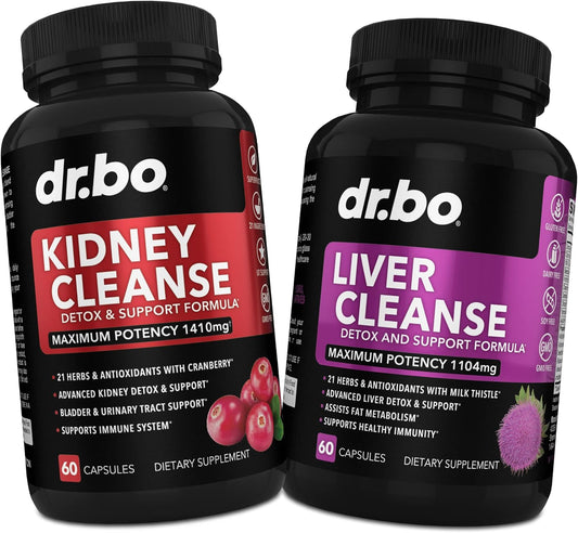 Herbal Kidney Liver Cleanse Detox Support Supplement for Urinary Tract Health - Cranberry Capsules & Milk Thistle Dandelion Formula