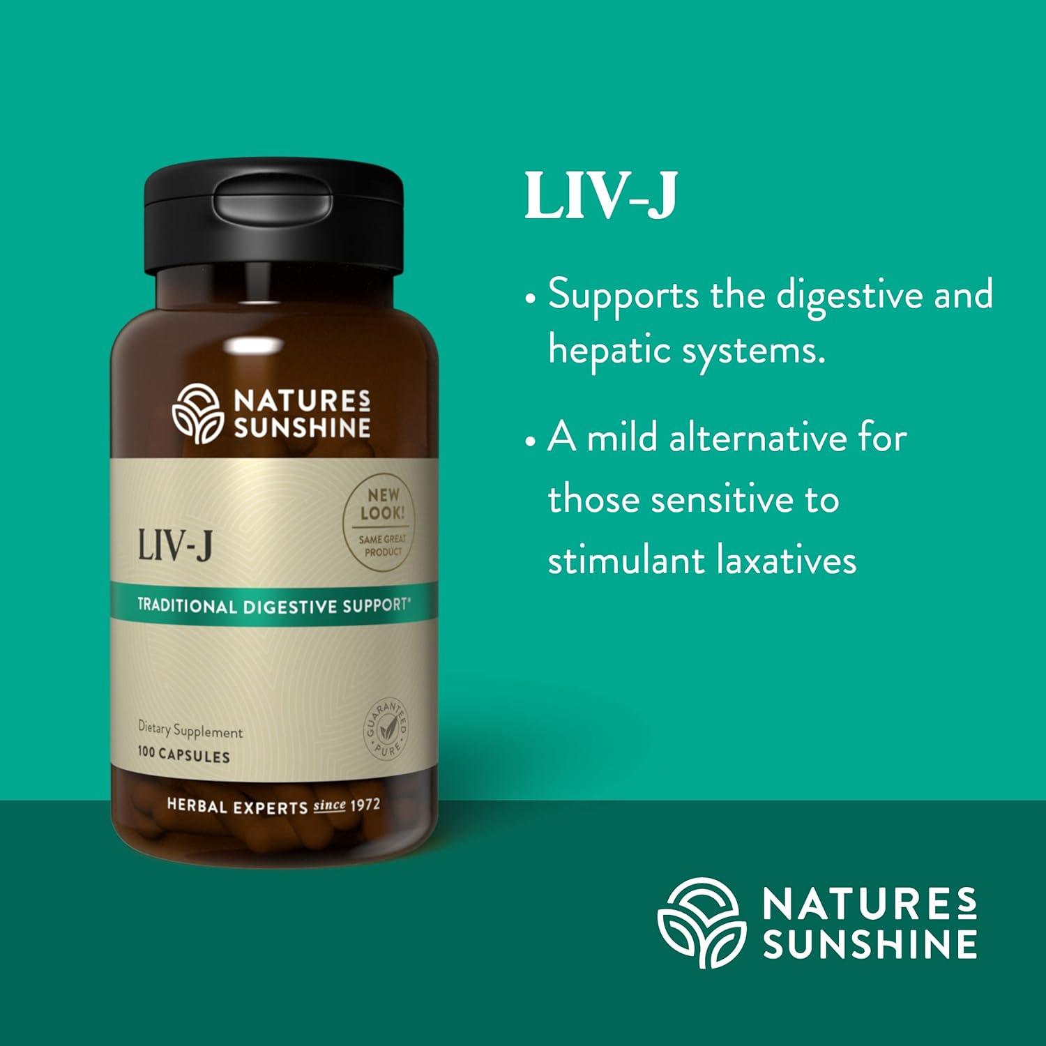 Herbal Liver and Spleen Support Capsules - Digestive System Cleanse - Nature's Sunshine LIV-J, 100 Capsules