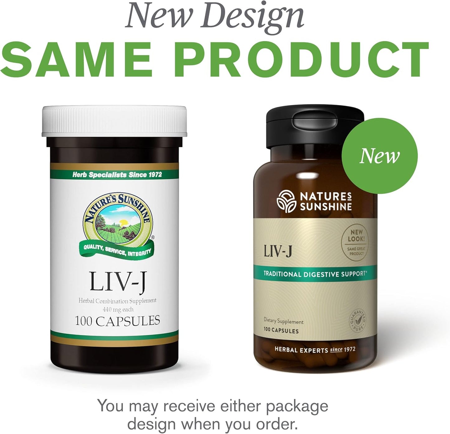 Herbal Liver and Spleen Support Capsules - Digestive System Cleanse - Nature's Sunshine LIV-J, 100 Capsules