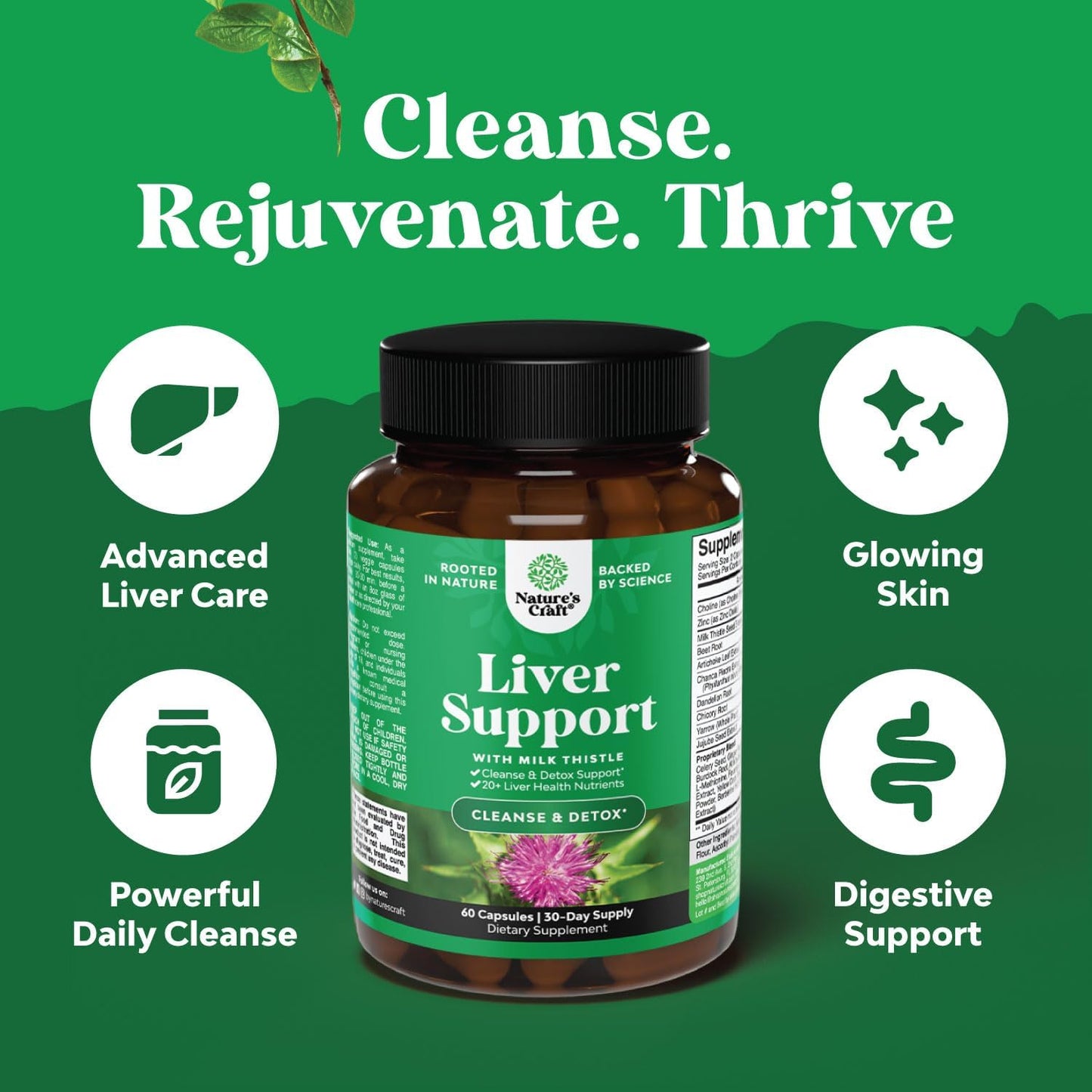 Herbal Liver Support Bundle with Milk Thistle and White Kidney Bean Energy Booster - Natural Liver Supplement with Silymarin - Energy Pills and White Bean Extract