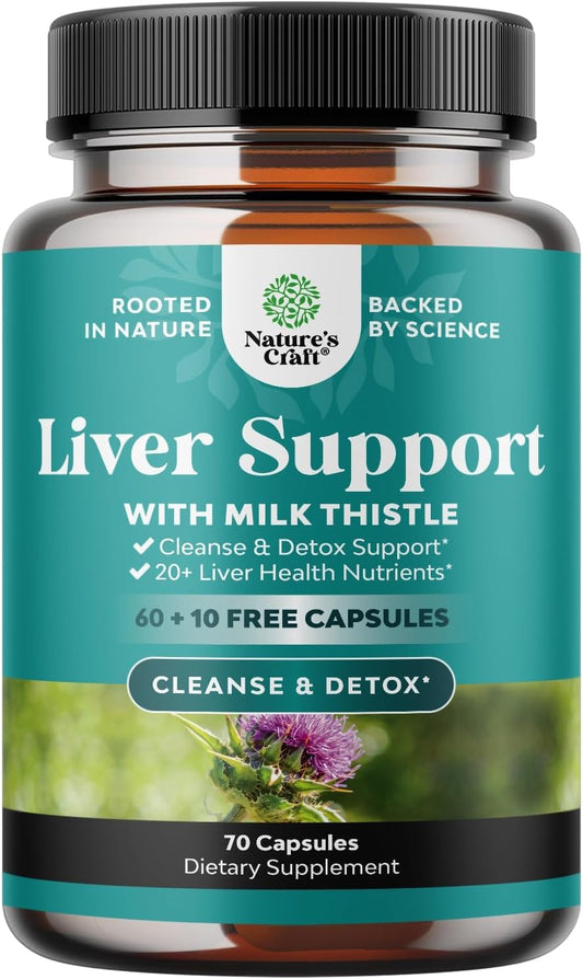 Herbal Liver Support Capsules with Milk Thistle, Dandelion Root, Choline, Beetroot & Artichoke Extract - Liver Cleanse Detox & Repair Supplement