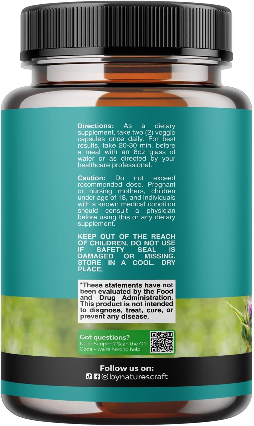Herbal Liver Support Capsules with Milk Thistle, Dandelion Root, Choline, Beetroot & Artichoke Extract - Liver Cleanse Detox & Repair Supplement