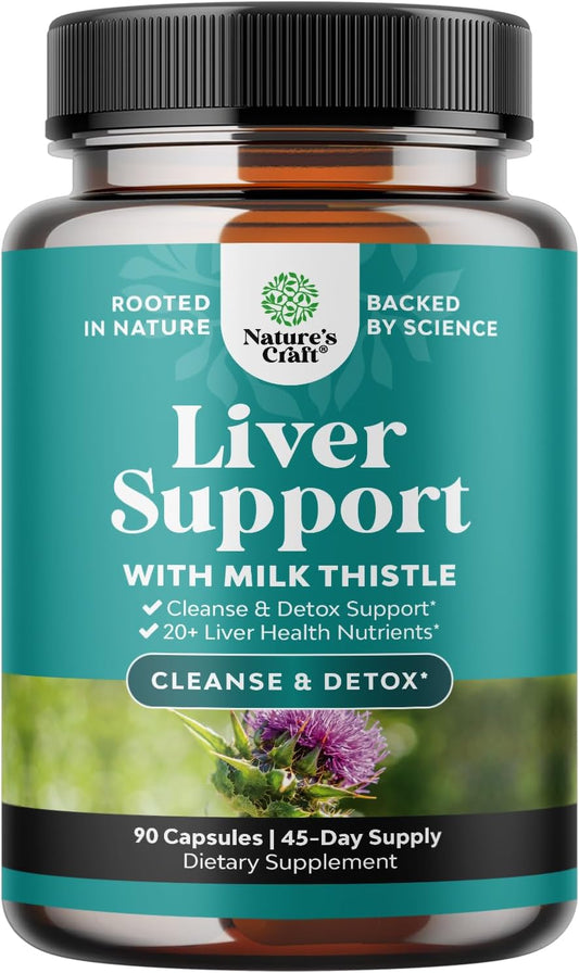 Herbal Liver Support Milk Thistle Supplement with Dandelion Root & Artichoke Extract - Liver Cleanse Detox & Repair Capsules