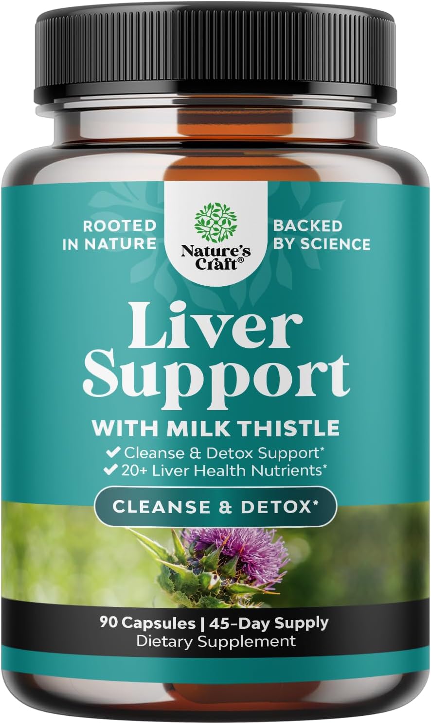 Herbal Liver Support Milk Thistle Supplement with Dandelion Root & Artichoke Extract - Liver Cleanse Detox & Repair Capsules