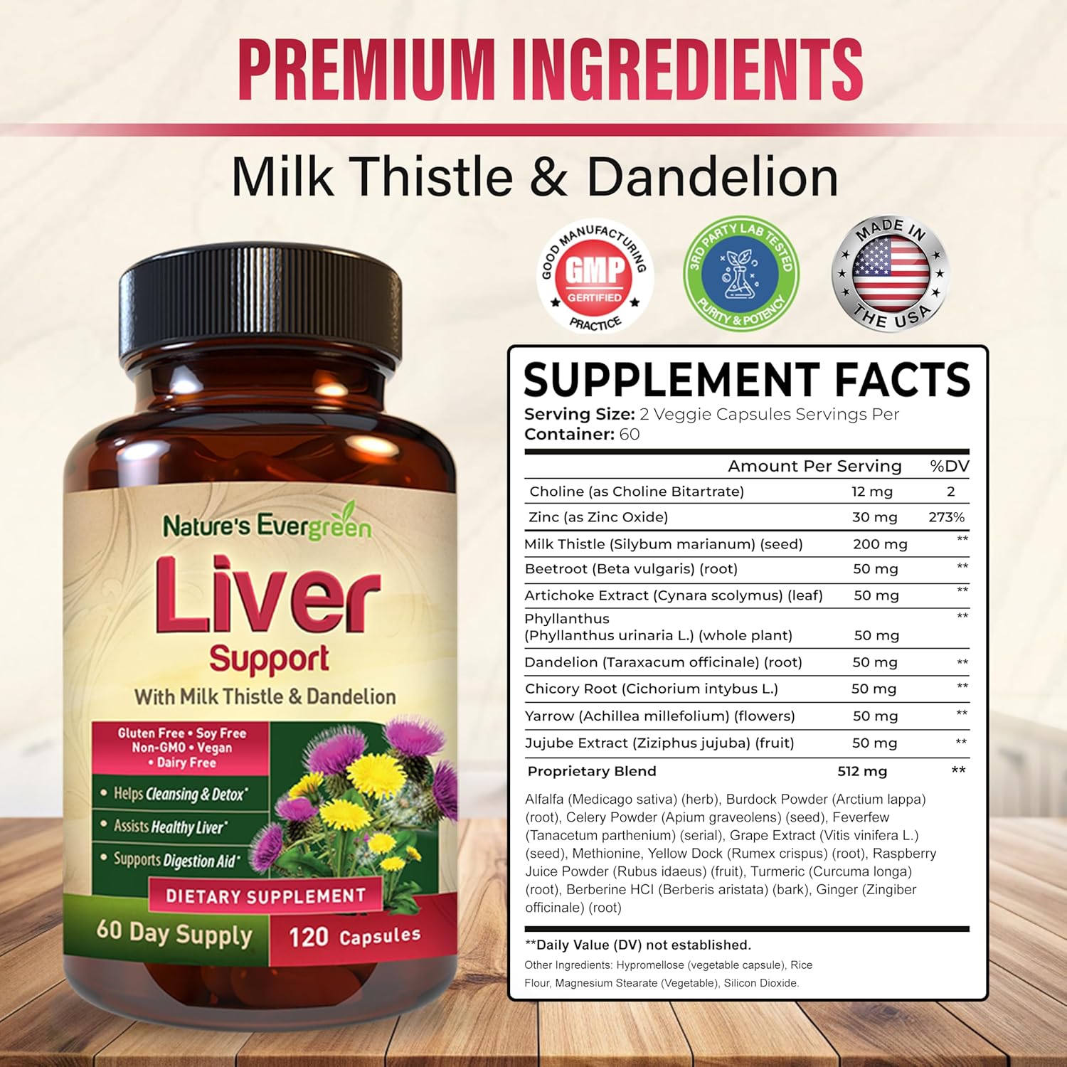 Herbal Liver Support Supplement with 20+ Nutrients for Optimal Liver Health | Liver Cleanse Detox & Repair Capsules with Milk Thistle, Turmeric, Ginger, Dandelion, Zinc, Artichoke & more (120 count)