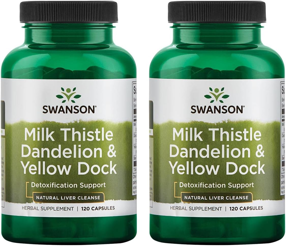 Herbal Liver Support Supplement with Milk Thistle, Dandelion & Yellow Dock - Promotes Overall Health - 120 Capsules - 1 Pack or 2 Pack