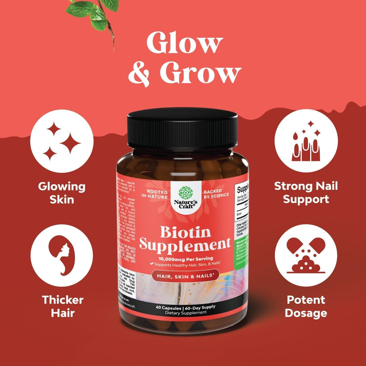 Herbal Menopause Supplement & Biotin Pills Bundle for Women & Men - Promotes Estrogen Balance and Hair Health - Natural Thinning Hair Solution