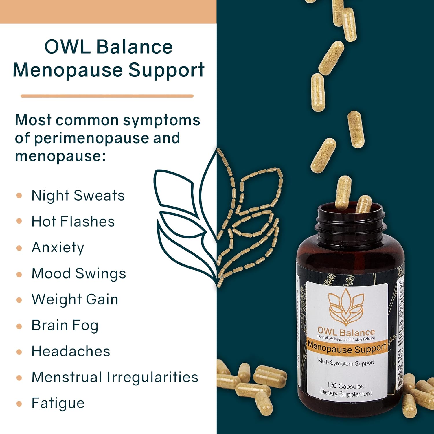 Herbal Menopause Support Capsules for Hot Flashes & Hormone Balance - 120 Capsules