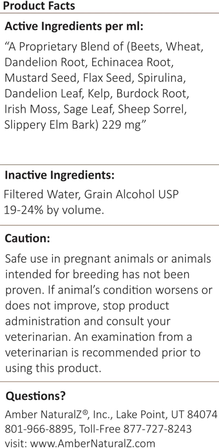 Herbal Pet Supplement for Circulation and Iron - AMBER NATURALZ Radox Blood Support Blend for Dogs, Cats, Birds, Guinea Pigs, and Rabbits - 1oz Bottle - USA Made