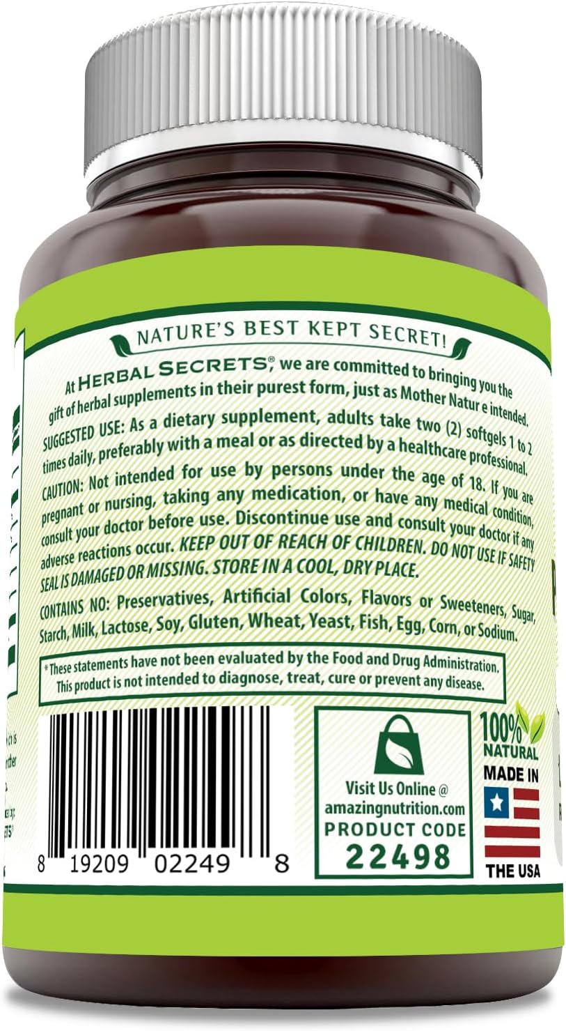 Herbal Secrets Pumpkin Seed Oil 1000 Mg Softgels - 180 Count - Non-GMO & Gluten Free - USA-Made Supplement