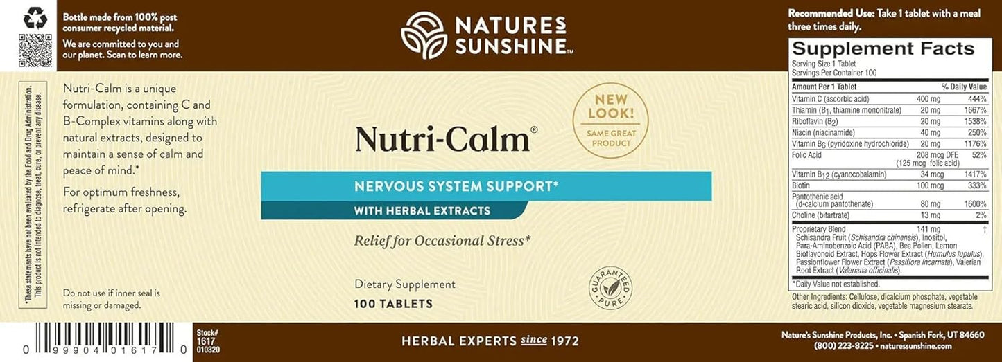 Herbal Stress Relief Supplement for Natural Anxiety Relief and Mood Support - 100 Count