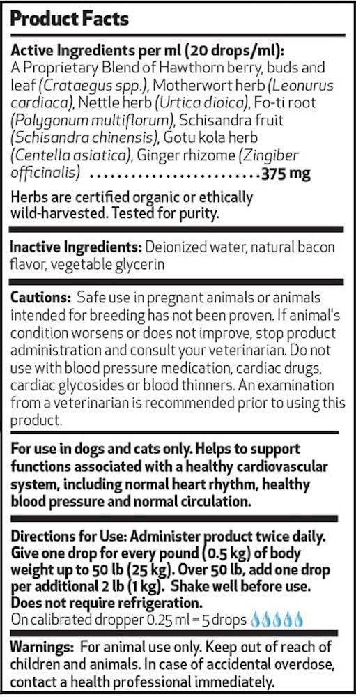 Herbal Supplement for Dogs - Promotes Heart Health, Circulatory System, and Cardiovascular Function - Veterinarian-Formulated with Hawthorn, Motherwort, Schisandra - 4 fl oz