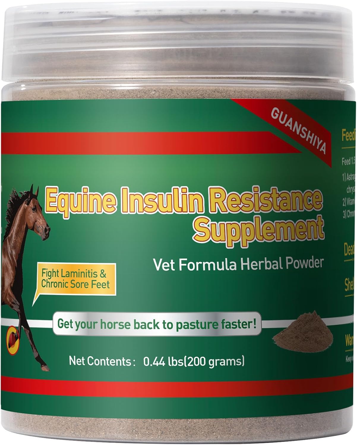 Herbal Supplement for Horses with Insulin Resistance, Laminitis, Cushing's Syndrome, and Metabolic Enhancement, 0.44 lbs