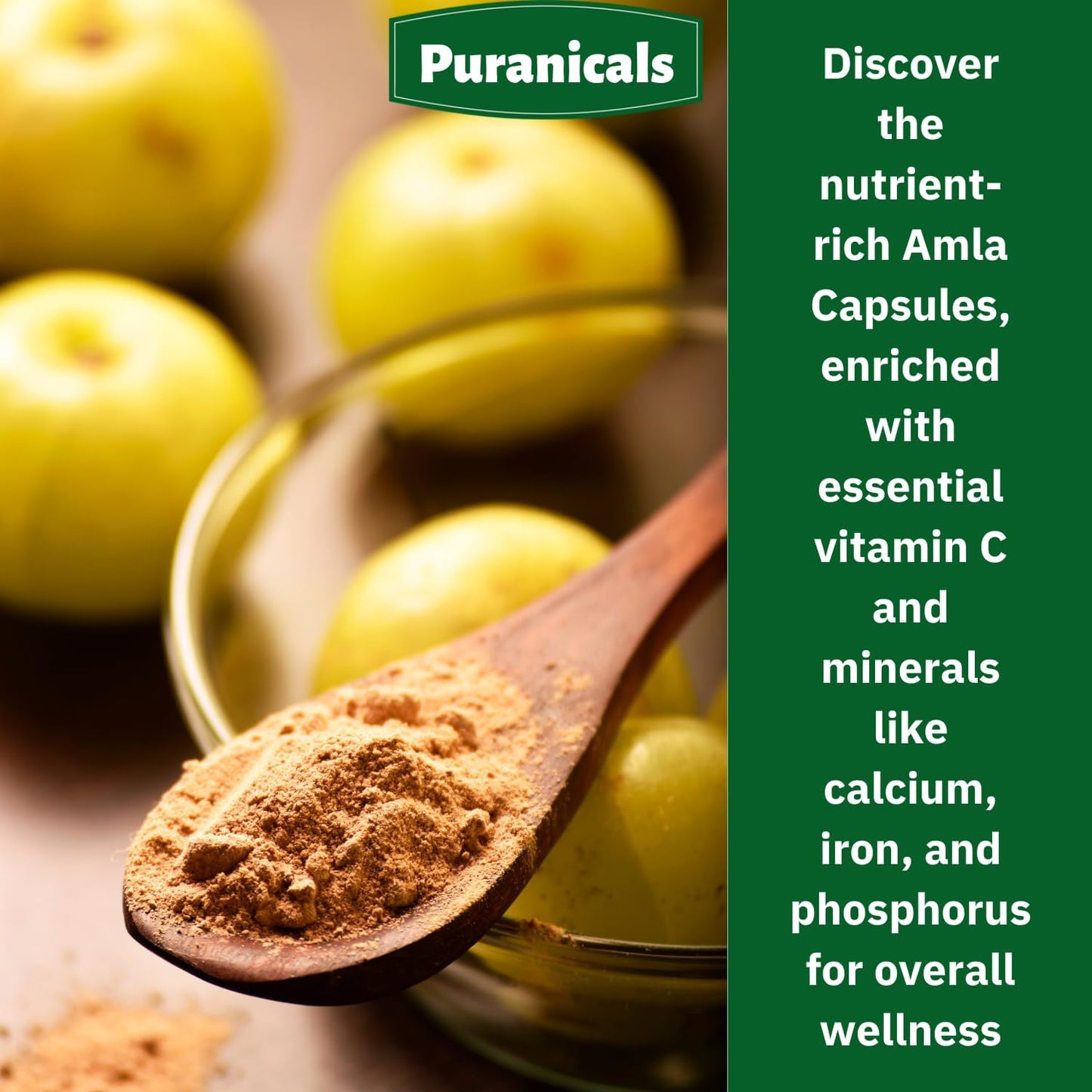 Herbal Supplement: Puranicals Amla Premium Capsules for Immunity, Skin & Hair Health - 900mg Per Serving