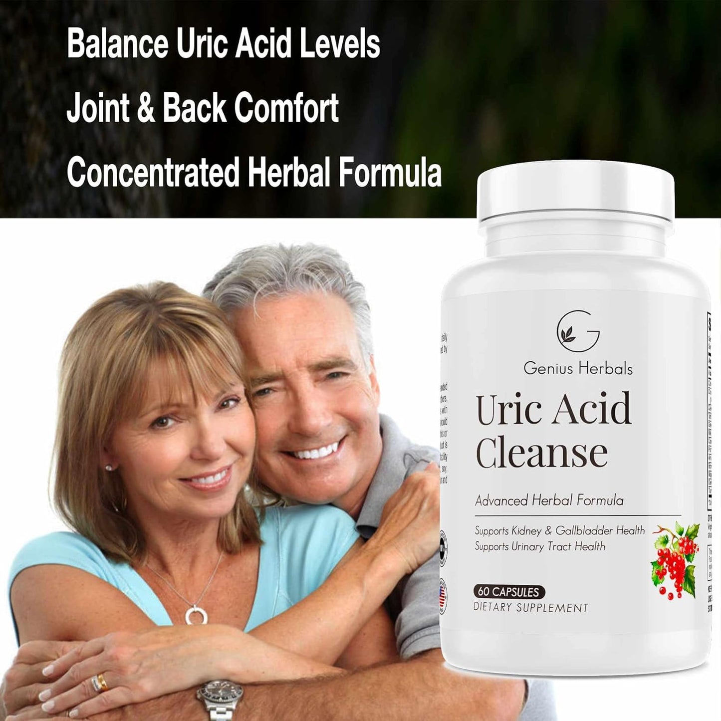Herbal Uric Acid Cleanse Supplement for Kidney, Liver, and Urinary Tract Health - 60 Capsules, Advanced Formula