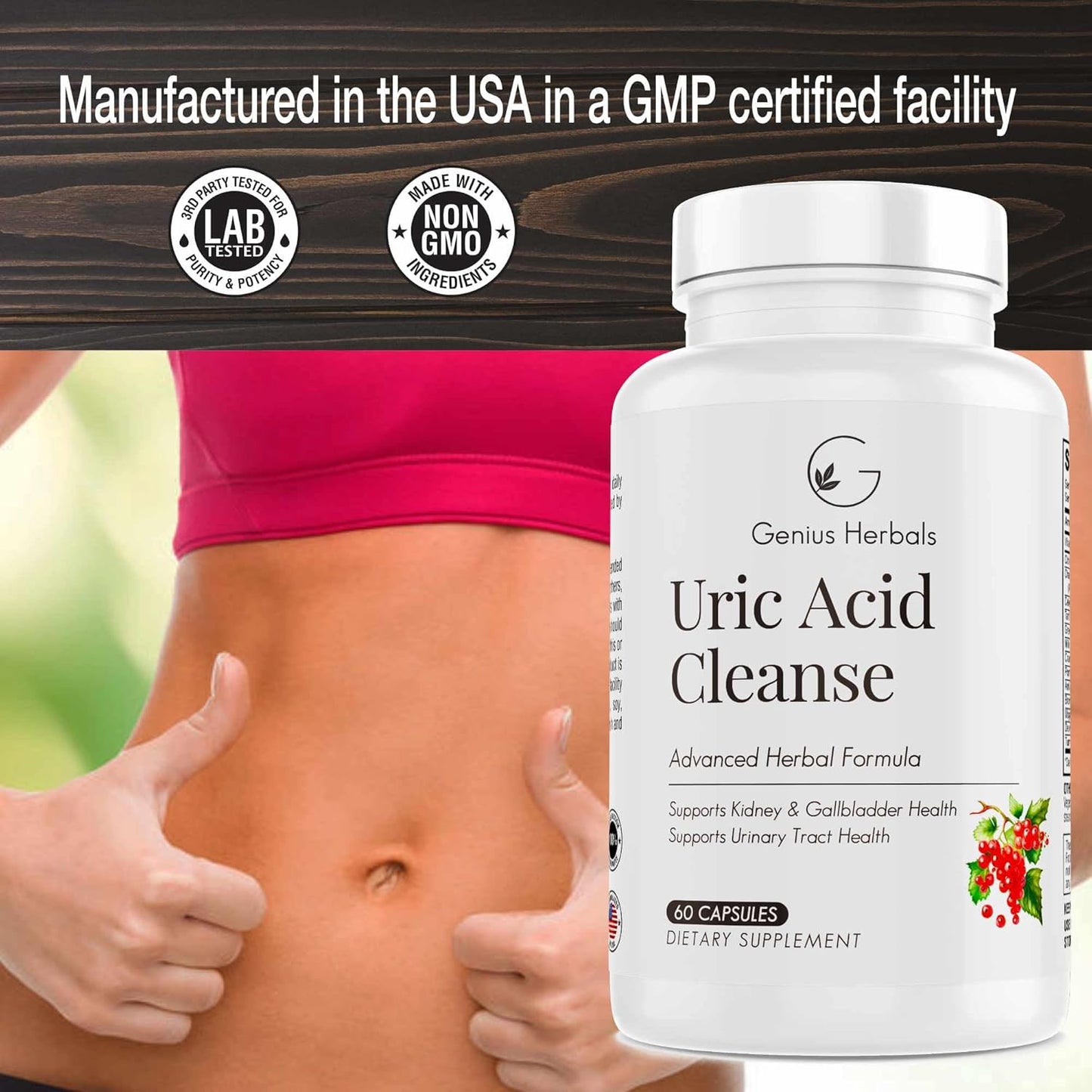 Herbal Uric Acid Cleanse Supplement for Kidney, Liver, and Urinary Tract Health - 60 Capsules, Advanced Formula