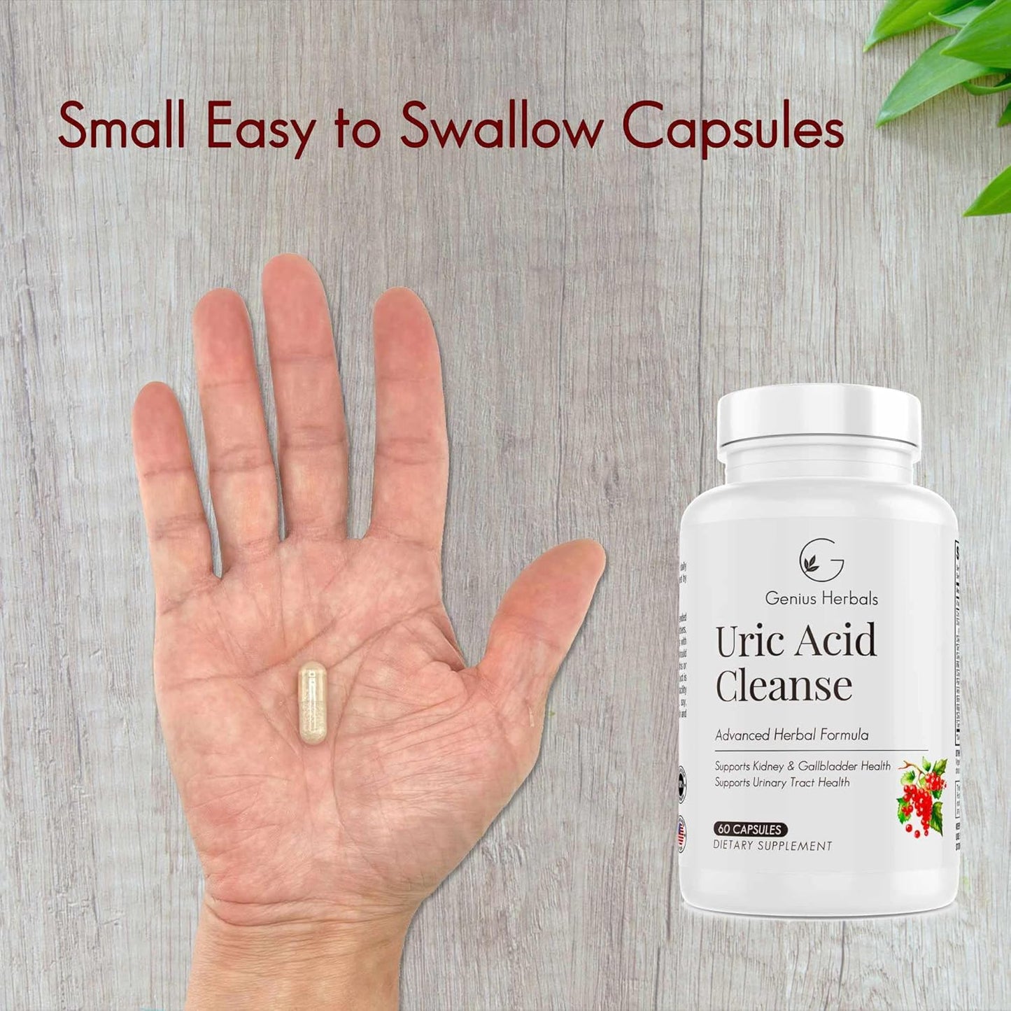 Herbal Uric Acid Cleanse Supplement for Kidney, Liver, and Urinary Tract Health - 60 Capsules, Advanced Formula