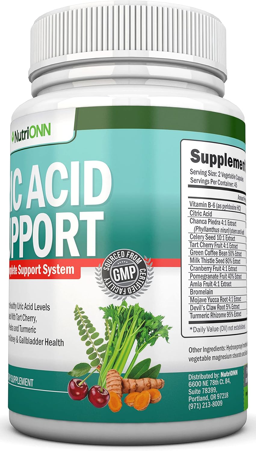 Herbal Uric Acid Cleanse Supplement with Tart Cherry & Celery Seed - Vegan - Supports Gallbladder and Kidney Health