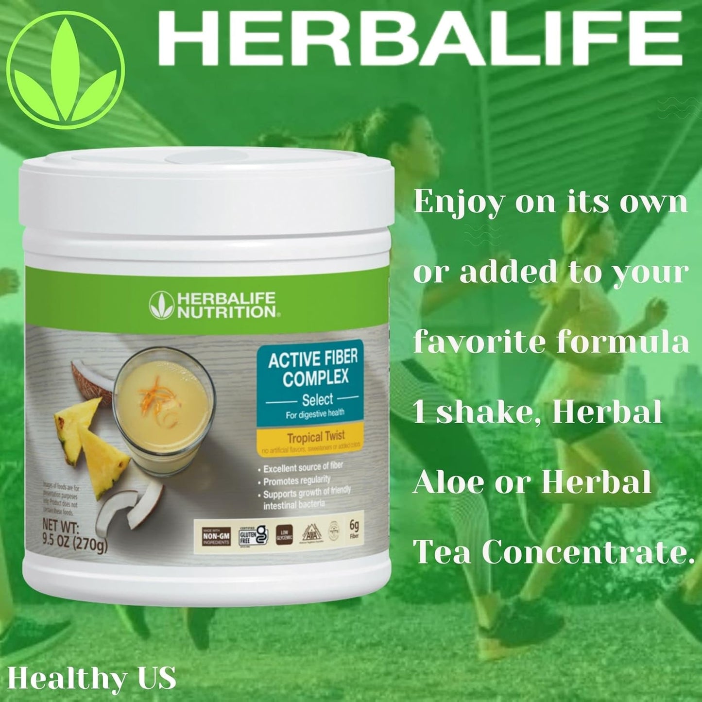 Herbalife Active Fiber Complex Select: Tropical Twist 270g - Digestive Health, Non-GMO, Vegetarian, Gluten-Free
