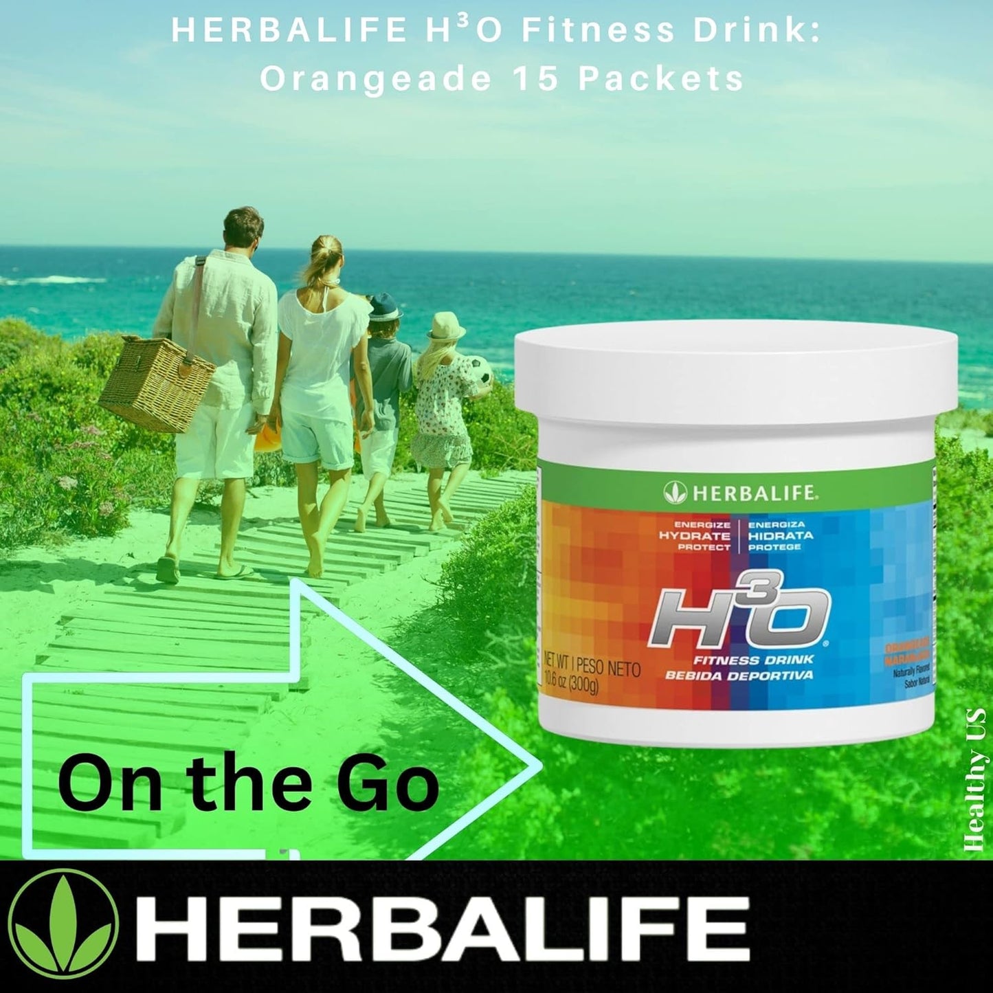Herbalife H³O Fitness Drink: Orangeade Canister - 10.6 Oz (300g) - Carbohydrate Blend for Energy - Energize, Hydrate, Protect - Naturally Flavored