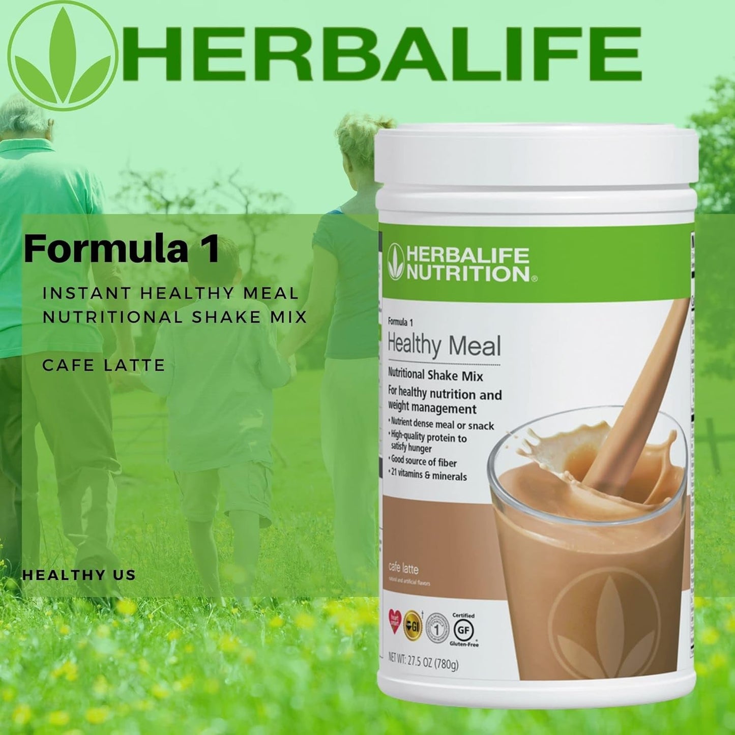 Herbalife Trio Combo: Formula 1 Cafe Latte Shake Mix, Aloe Concentrate, Tea Concentrate - Healthy Nutritional Supplements