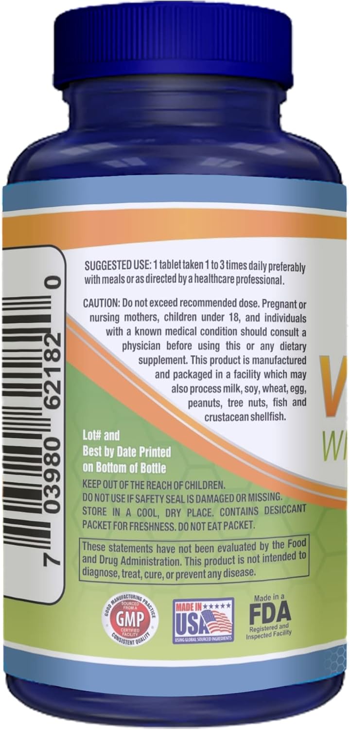 HerbalXpress Vitamin C 500mg Tablets with Rose HIPS & Bioflavonoids - Immune System Booster
