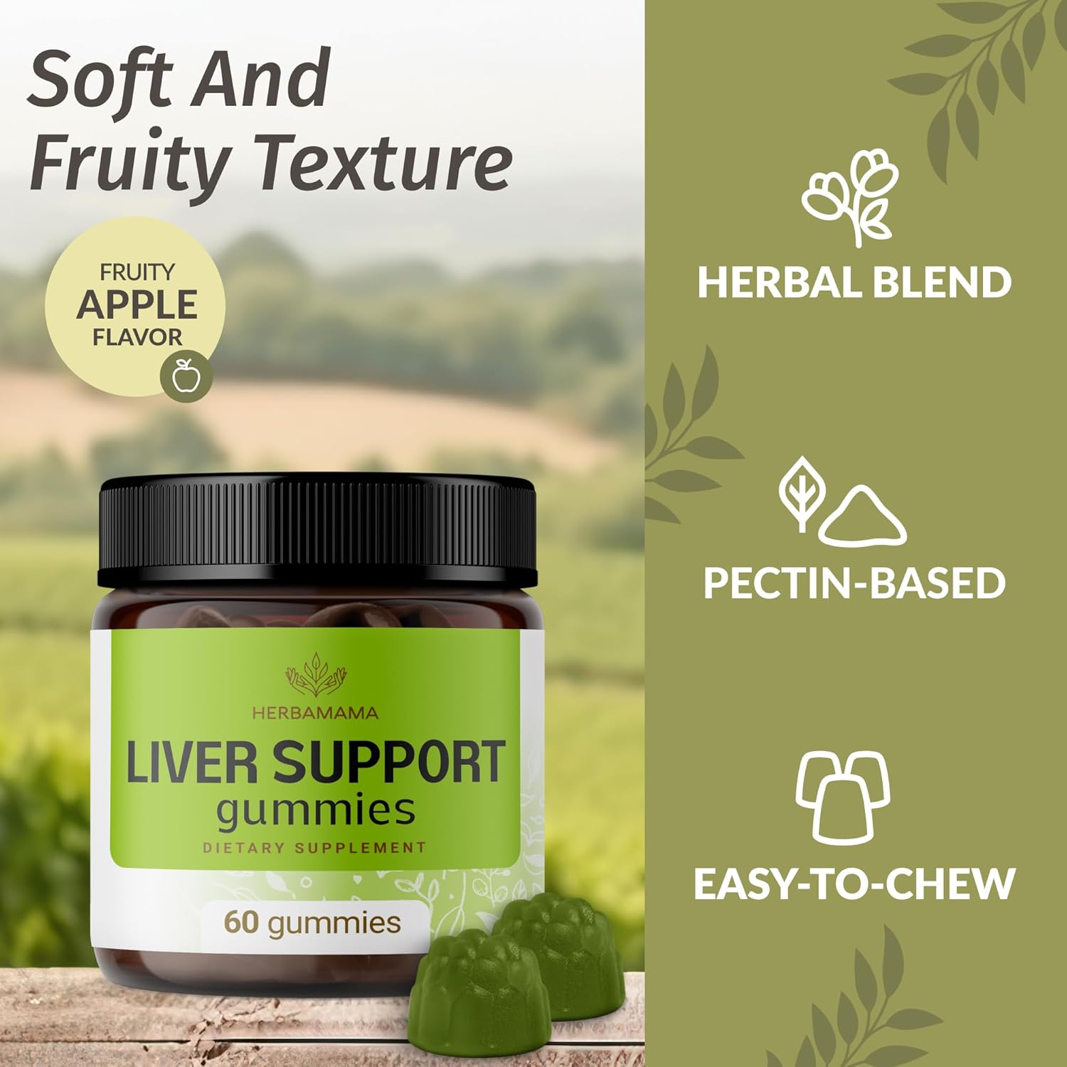 HERBAMAMA Adrenal & Liver Support Kit - Liquid Adrenal Complex & Herbal Liver Gummies - Vegan, Non-GMO - 2 Pack