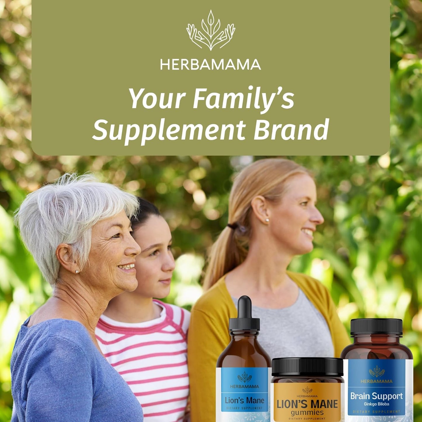 HERBAMAMA Lion's Mane Mushroom Gummies - 1000mg Brain Clarity Support - Vegan Focus Supplement for Adults - 60 Apple-Flavored Chews