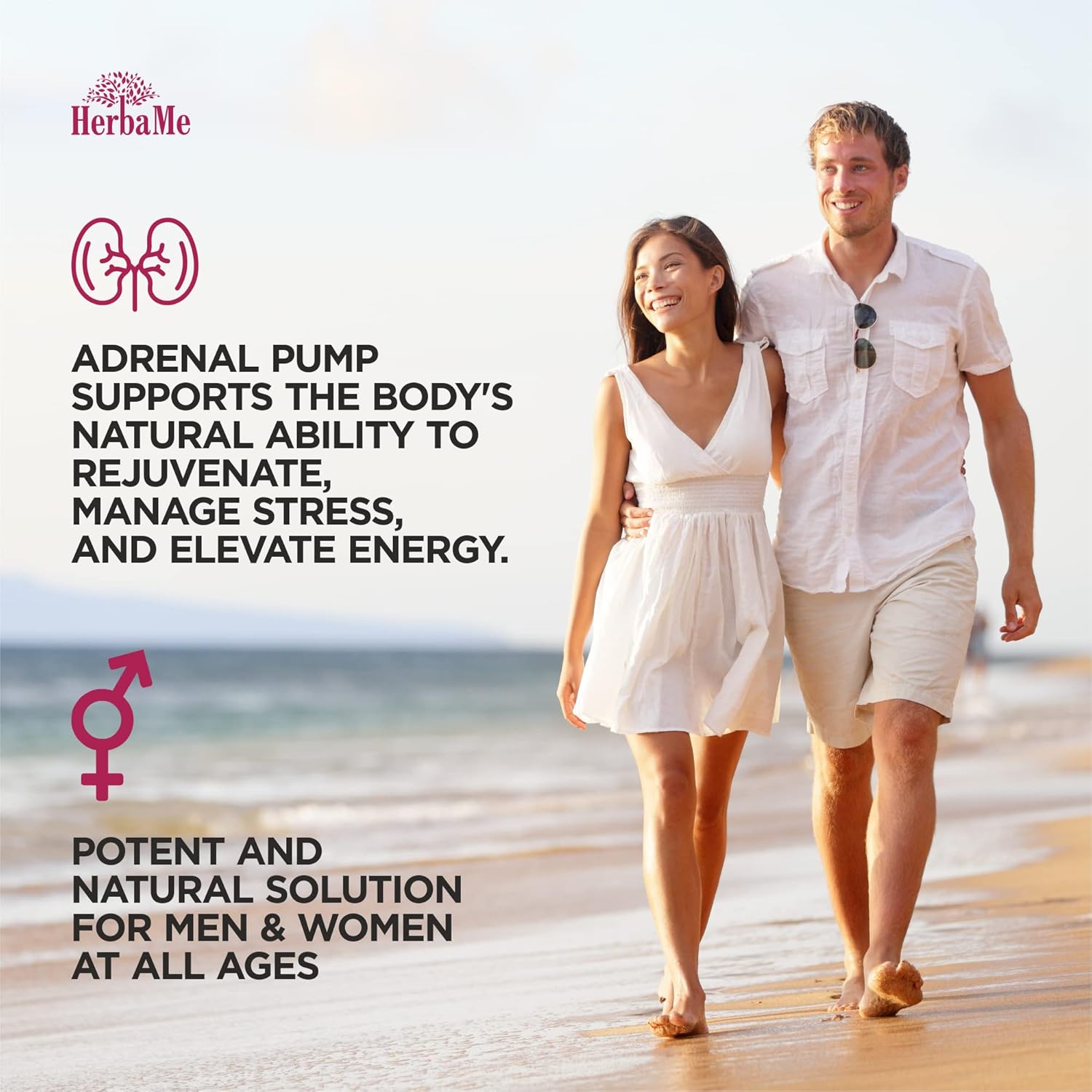 HerbaMe Cortisol Manager Capsules - Adrenal Support Supplement with Ashwagandha & L-Tyrosine for Energy, Stress Relief, Mood Balance, and Fatigue Reduction - 120 Pills