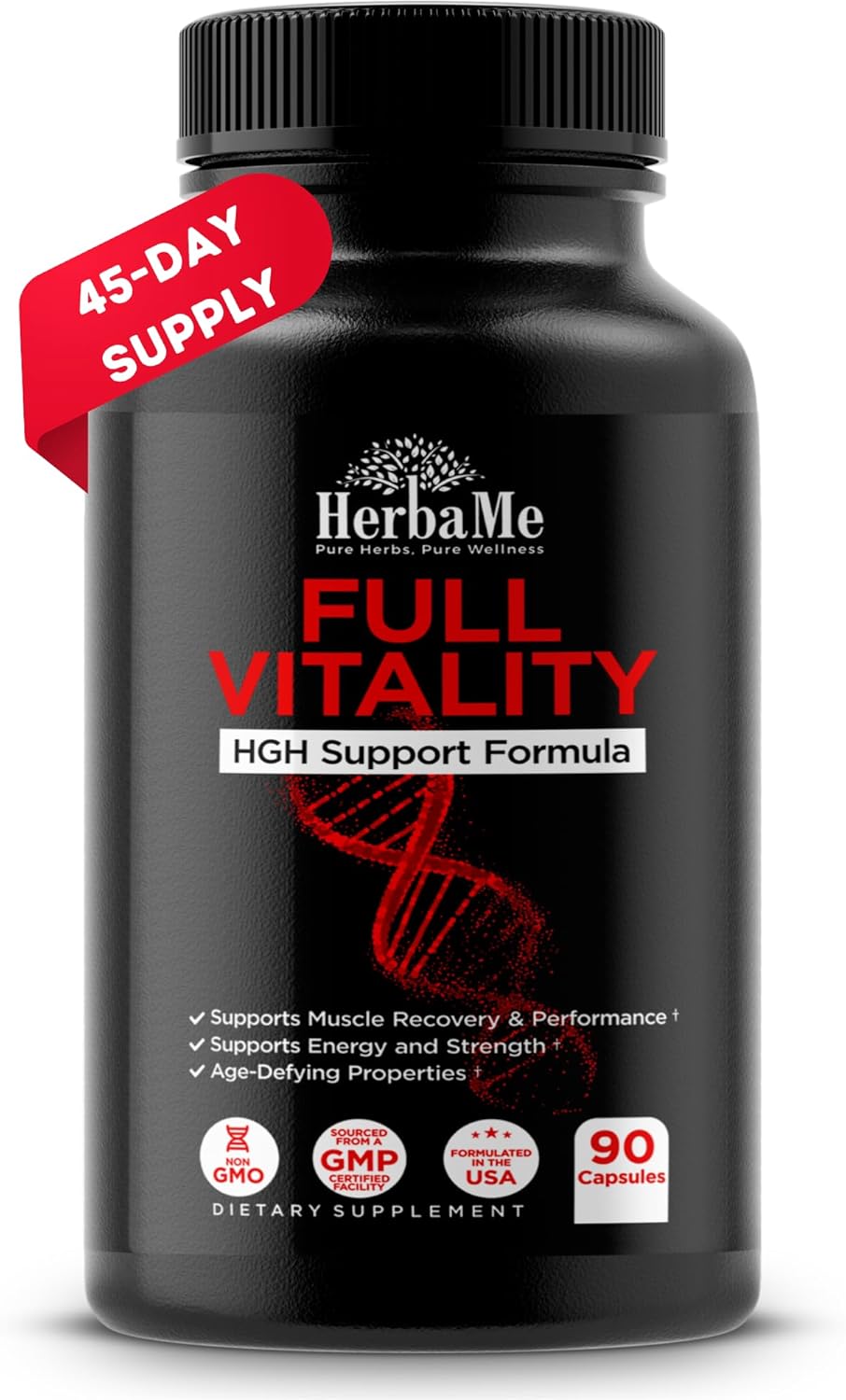 HerbaMe HGH Supplements - 90 Capsules for Men and Women - Muscle Building & Recovery Formula with Colostrum & Amino Acids