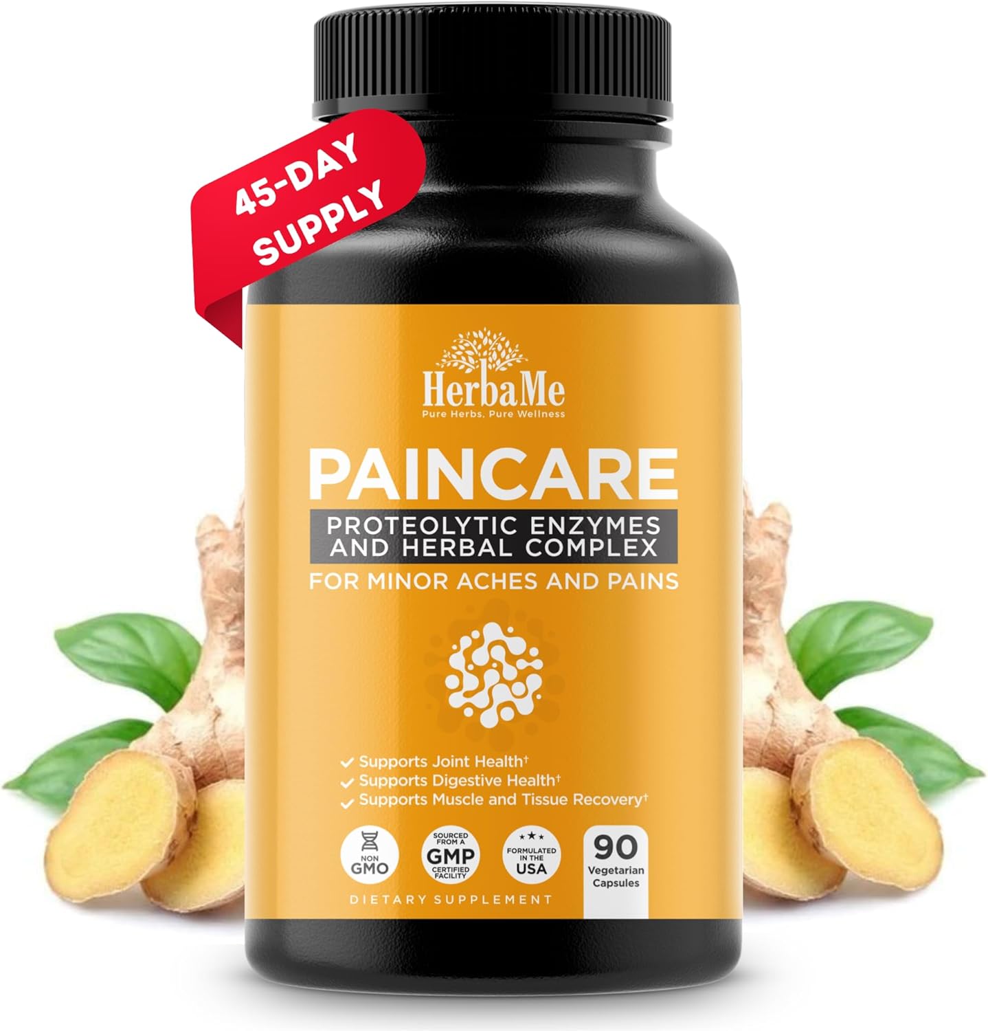 HerbaMe Proteolytic Enzymes Supplement with Serrapeptase - Devils Claw, 90 Capsules for Joint Relief, Muscle Health, and Post-Workout Recovery