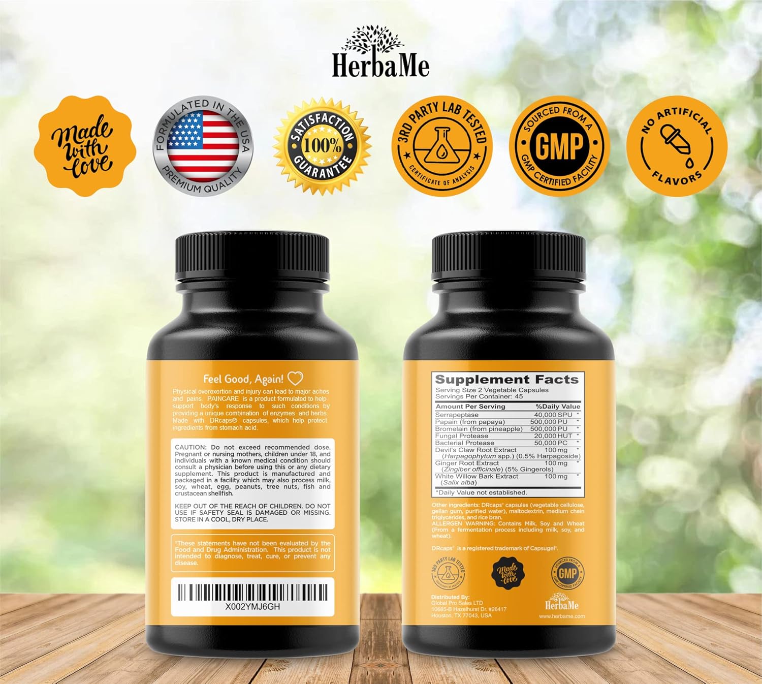 HerbaMe Proteolytic Enzymes Supplement with Serrapeptase - Devils Claw, 90 Capsules for Joint Relief, Muscle Health, and Post-Workout Recovery