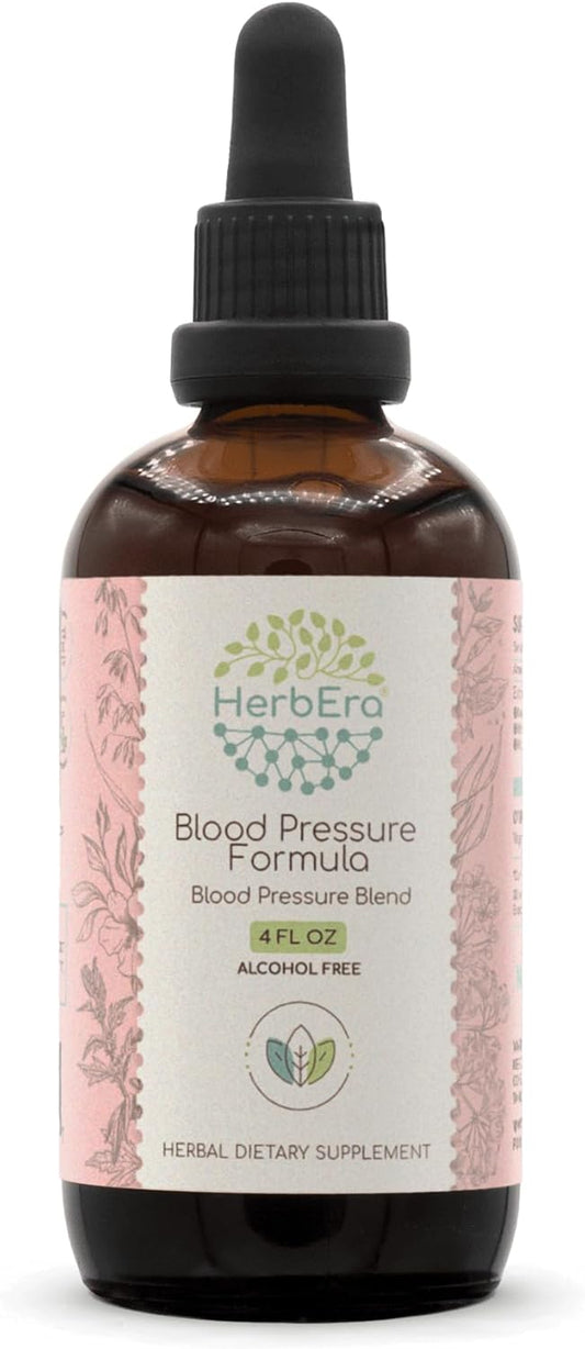 HerbEra Blood Pressure Formula B120 Tincture: Hawthorn, Motherwort, Cayenne, Hibiscus, Spirulina - 4 Fl Oz