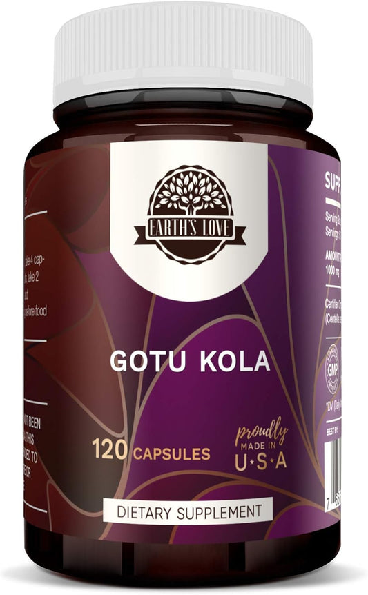 HerbEra Earth's Love Gotu Kola Capsules - 120 Capsules, 500mg, Centella Asiatica Herb