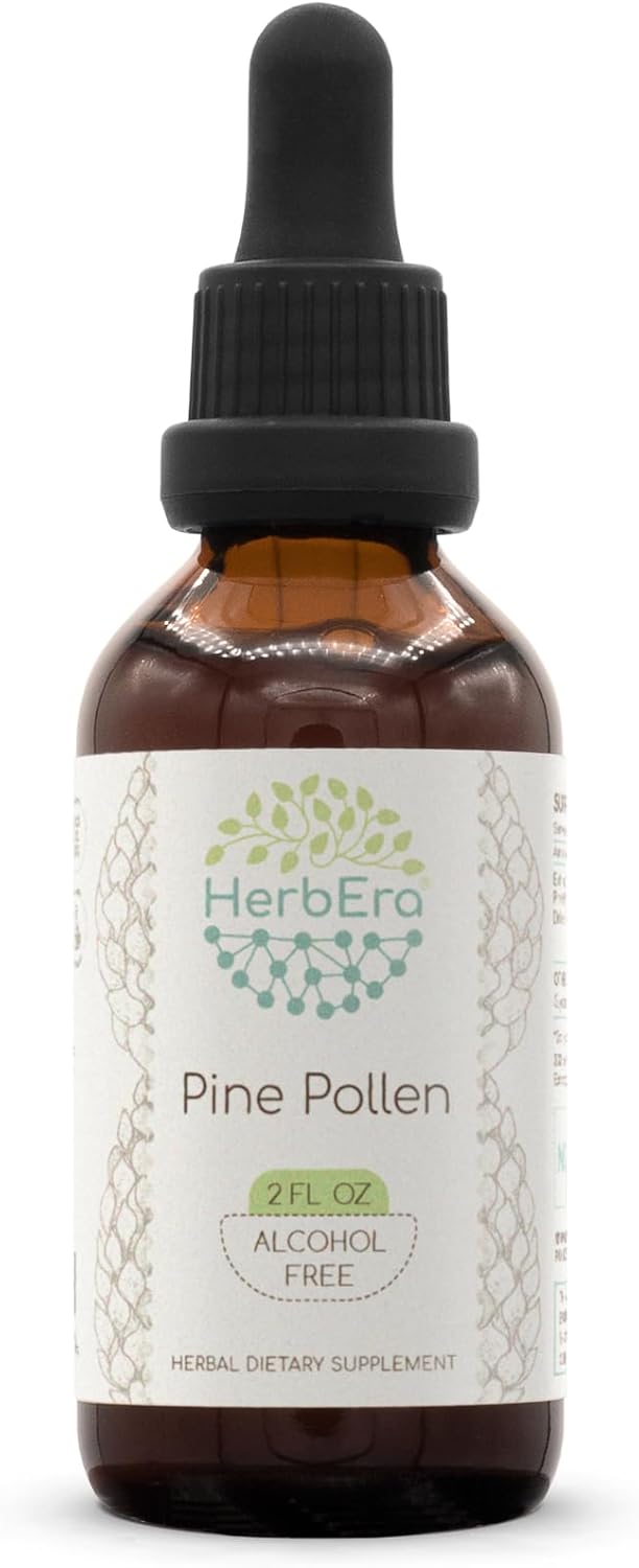 HerbEra Pine Pollen Herbal Extract Tincture - Alcohol Free, Liquid Drops Natural Concentrate - 2 fl oz