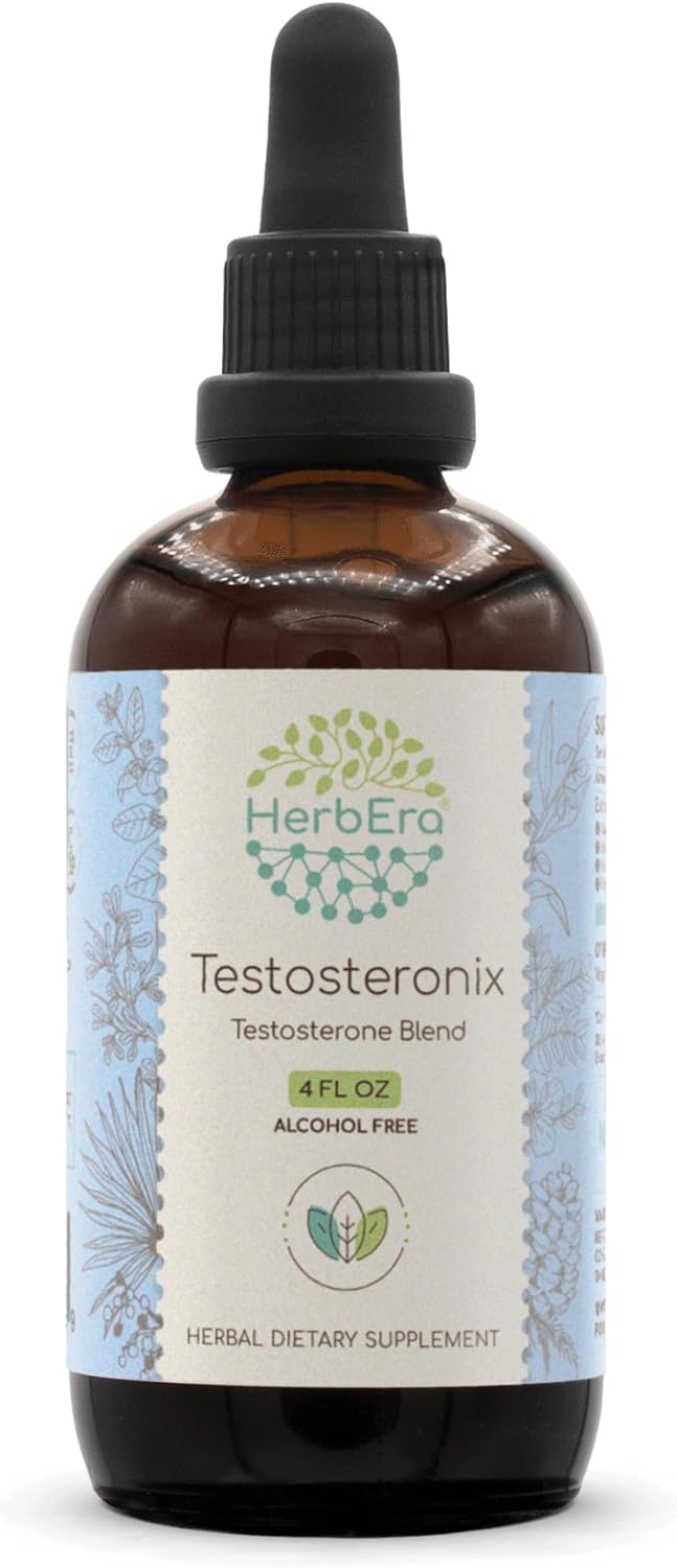 HerbEra Testosteronix B120 Liquid Extract - Ashwagandha, Tribulus, Saw Palmetto, Cardamom, Barrenwort, Fenugreek, Pine Pollen - Alcohol-Free Testosterone Blend 4 oz