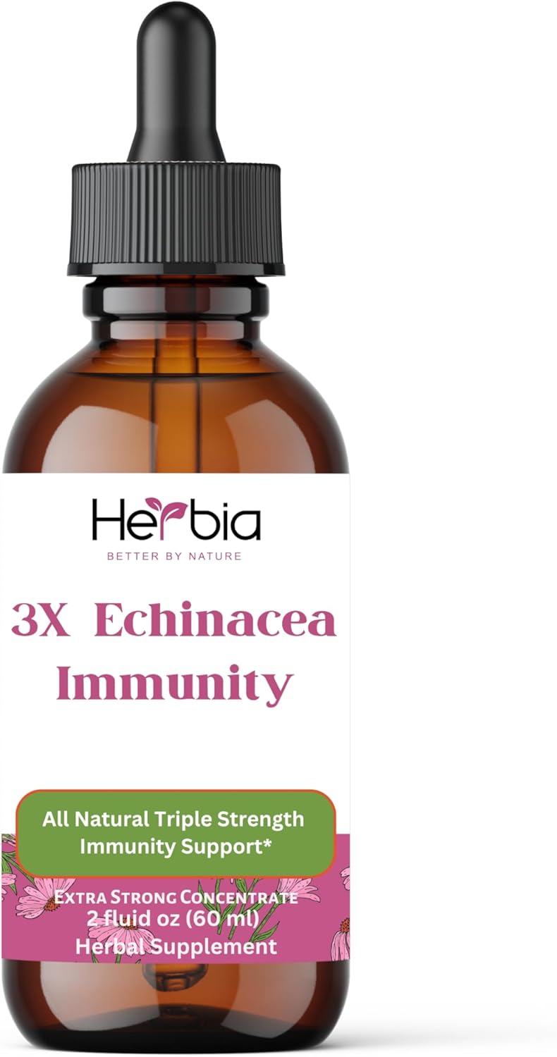 HERBIA Echinacea Immunity Blend - 3X Strength Organic Concentrated Extract for Immune Support (2 fl oz)