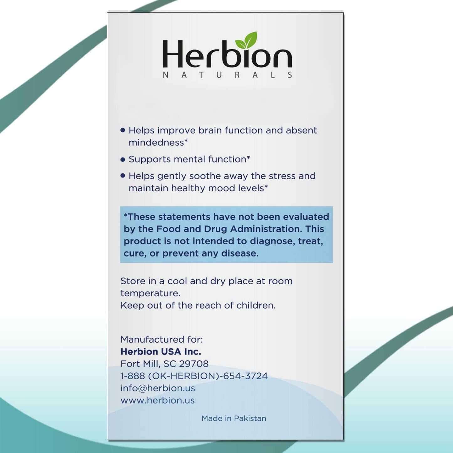 Herbion Naturals Memory Support Capsules - Enhances Brain Function, Fights Absent-Mindedness, and Promotes Healthy Mood - 60 Vegicaps for Adults