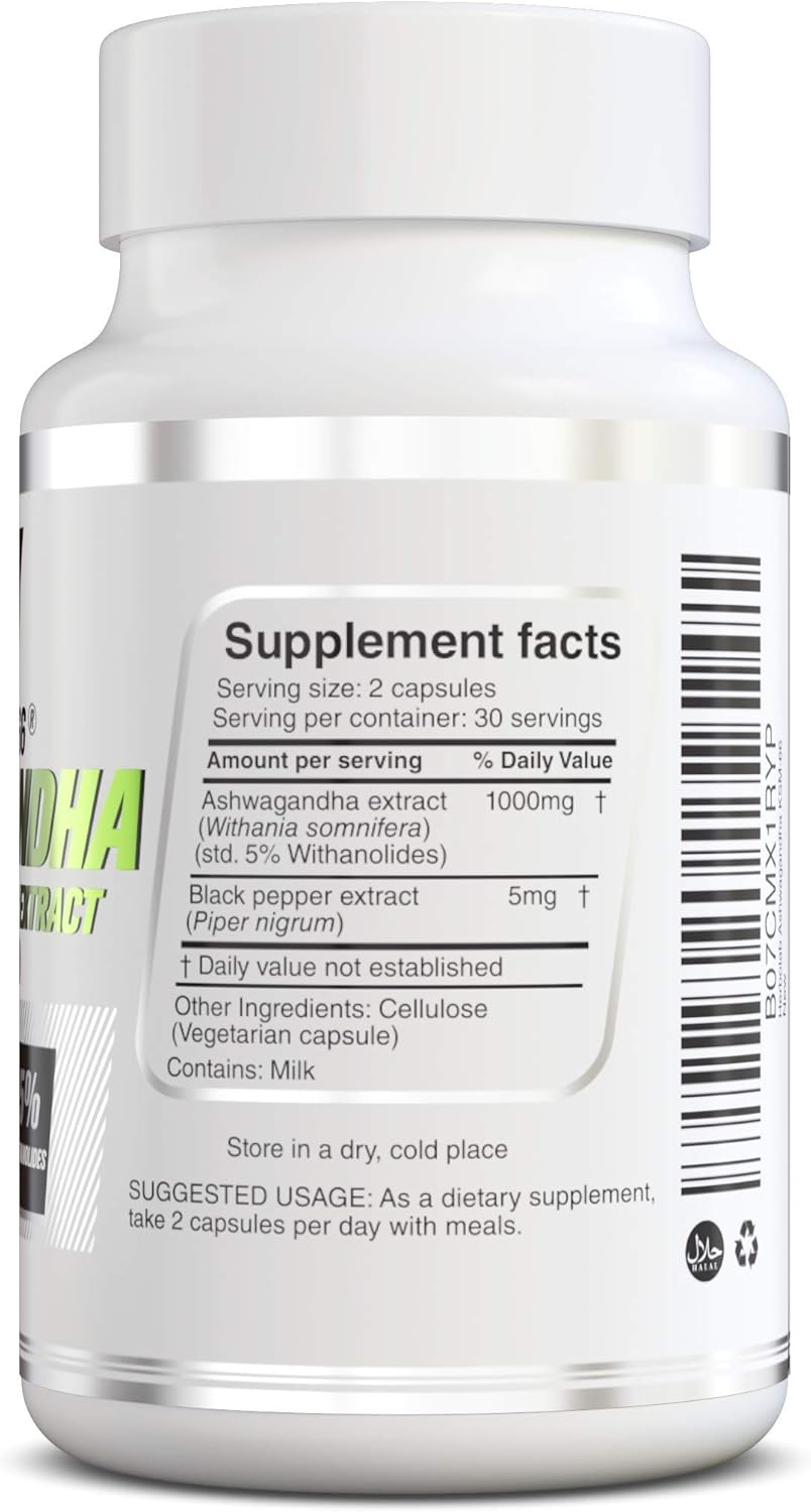 Herbolab Ashwagandha KSM 66 Extract with Black Pepper - High Absorption & Full Spectrum Formula