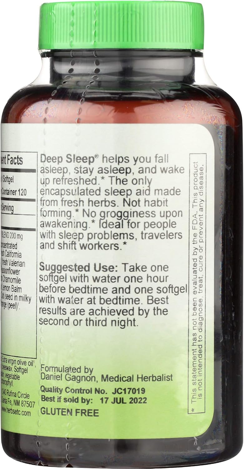 Herbs ETC. Deep Sleep Supplement, 120 Capsules - Natural Sleep Aid & Relaxation Formula