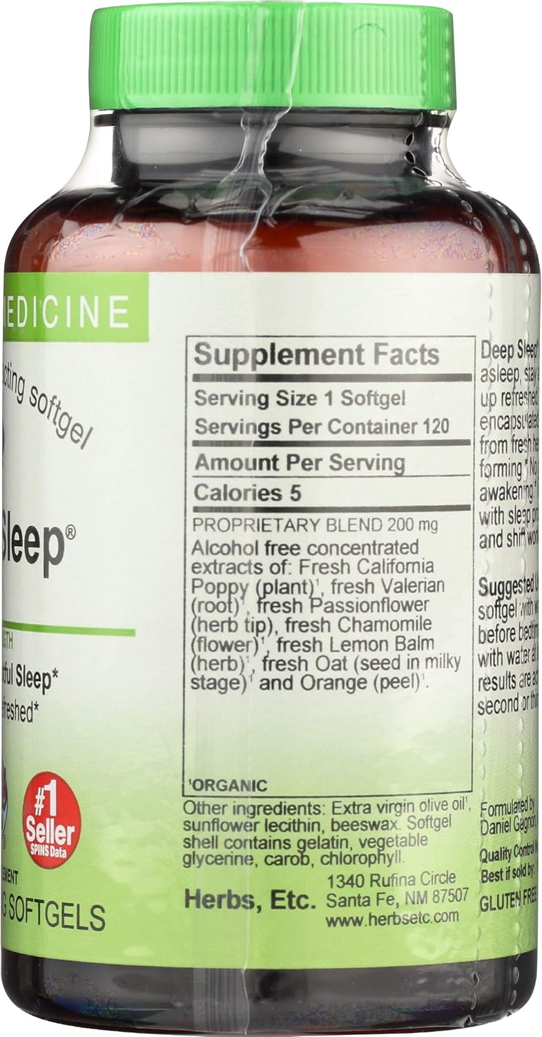 Herbs ETC. Deep Sleep Supplement, 120 Capsules - Natural Sleep Aid & Relaxation Formula