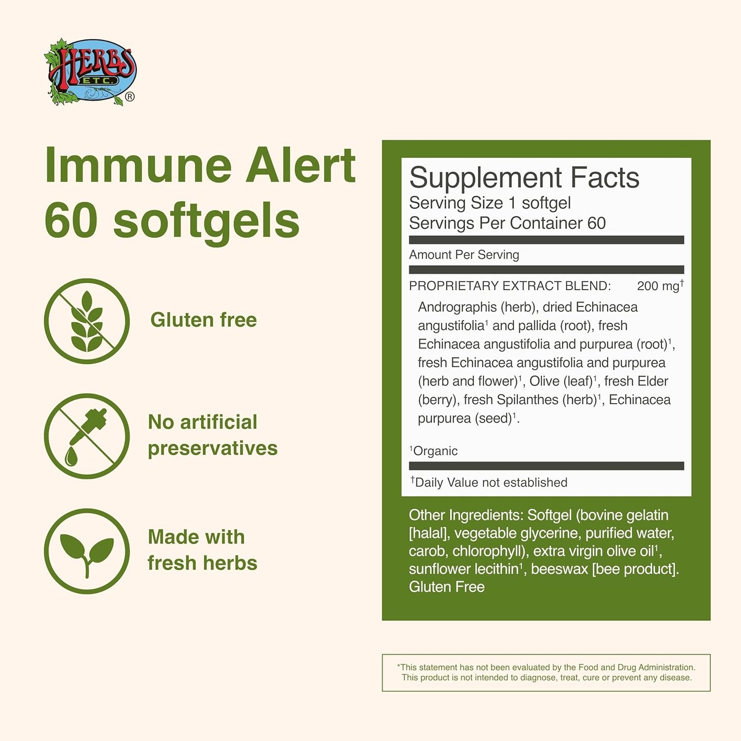 Herbs Etc. Immune Alert Softgels - 60 Count for Immune Support