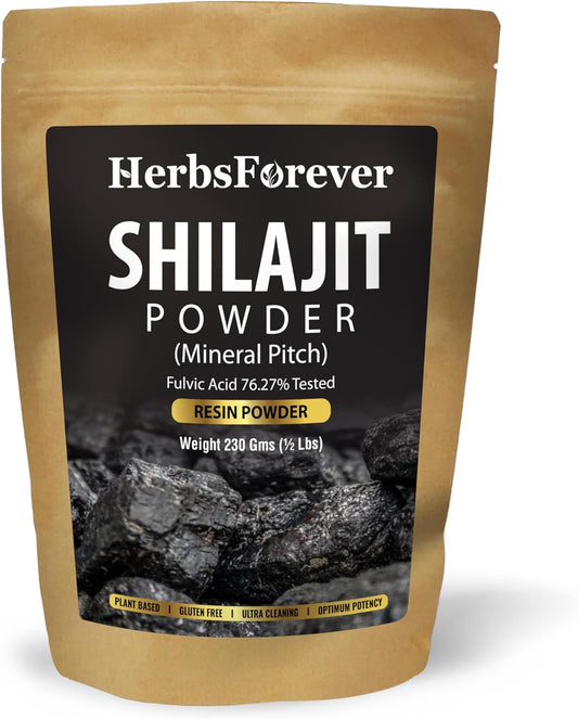 Herbsforever Shilajit Powder 6:1 Extract for General Wellness - 8.11 oz (230 GMS) - Antioxidant Mineral Pitch