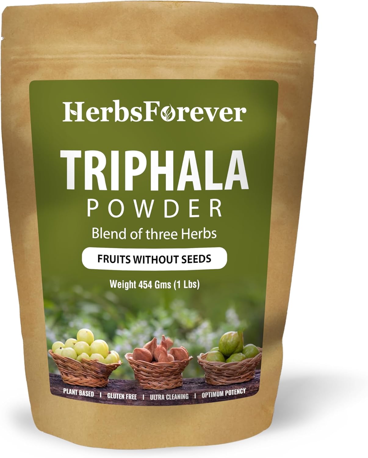 Herbsforever Triphala Churna Powder 454 GMS - Ayurvedic Detox & Rejuvenation Support, Non GMO Vegan Formula