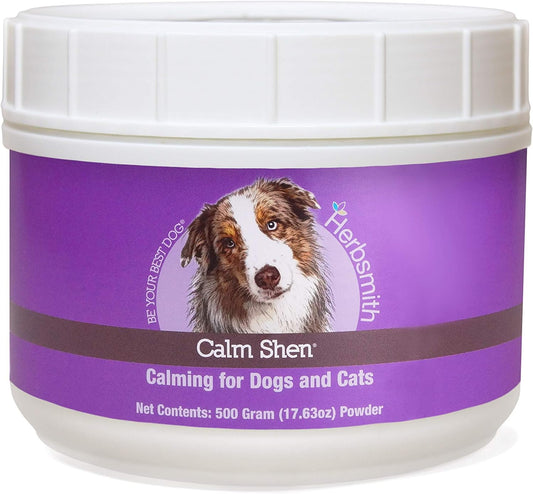 Herbsmith Calm Shen Herbal Blend for Dogs & Cats - Natural Anxiety Remedy - Feline & Canine Calming Supplement - 500g Powder