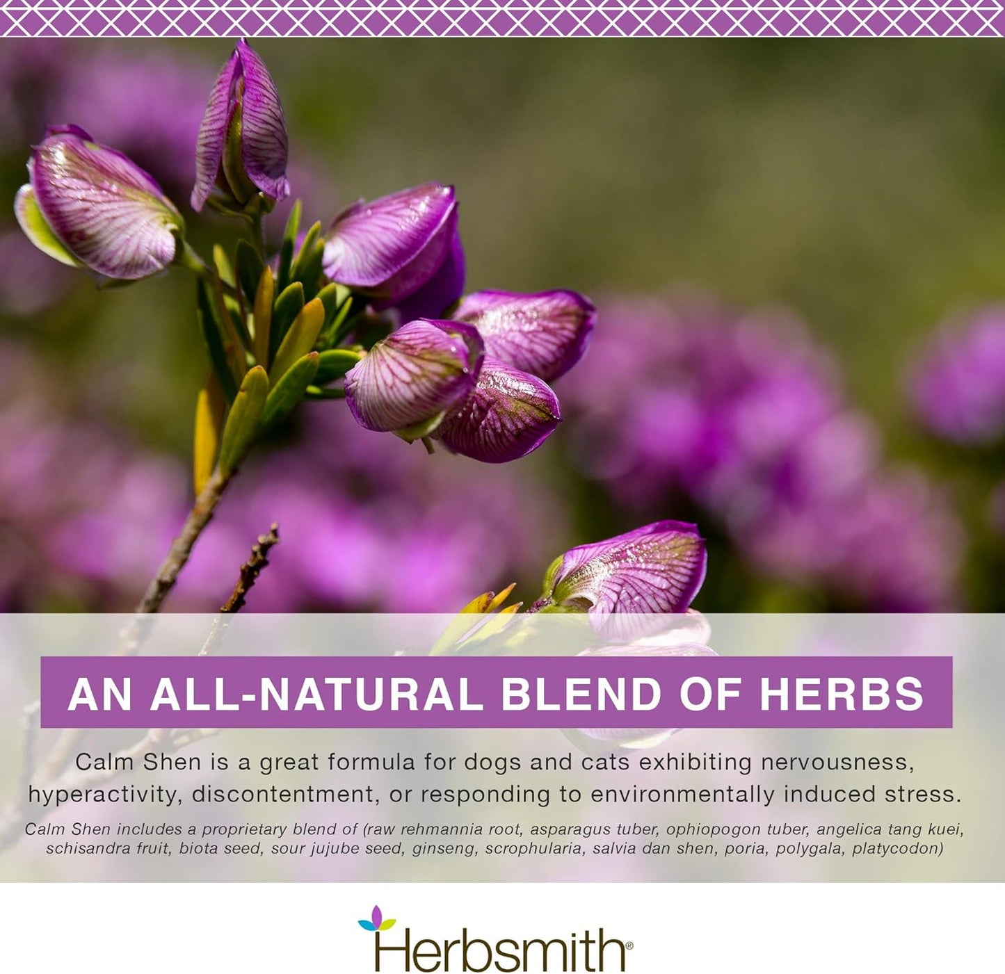 Herbsmith Calm Shen Herbal Blend for Dogs & Cats - Natural Anxiety Remedy - Feline & Canine Calming Supplement - 500g Powder