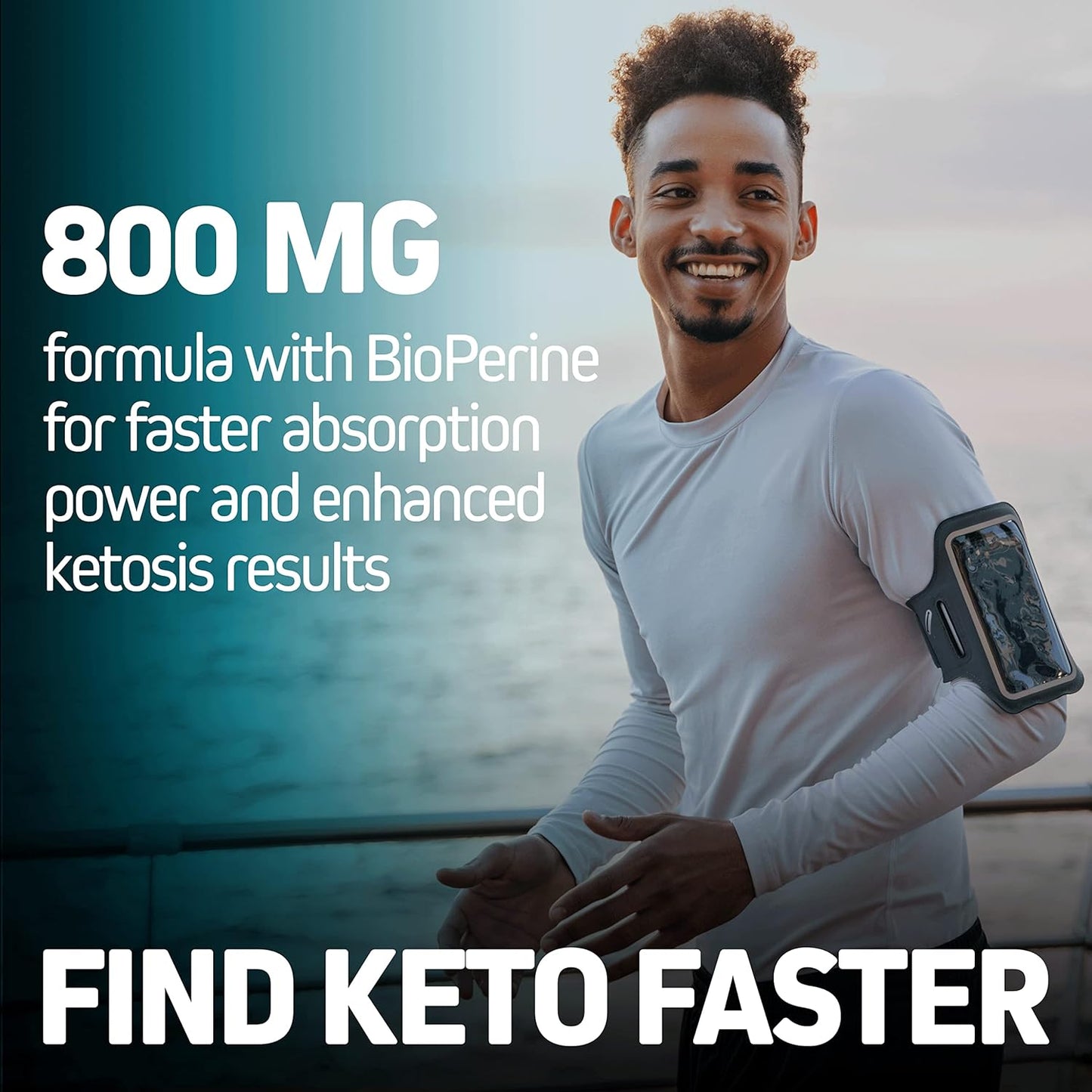 Herbtonics High Strength Keto Capsules with Bioperine - Gluten-Free BHB Salts for Ketosis & Energy - 60 Vegan Capsules