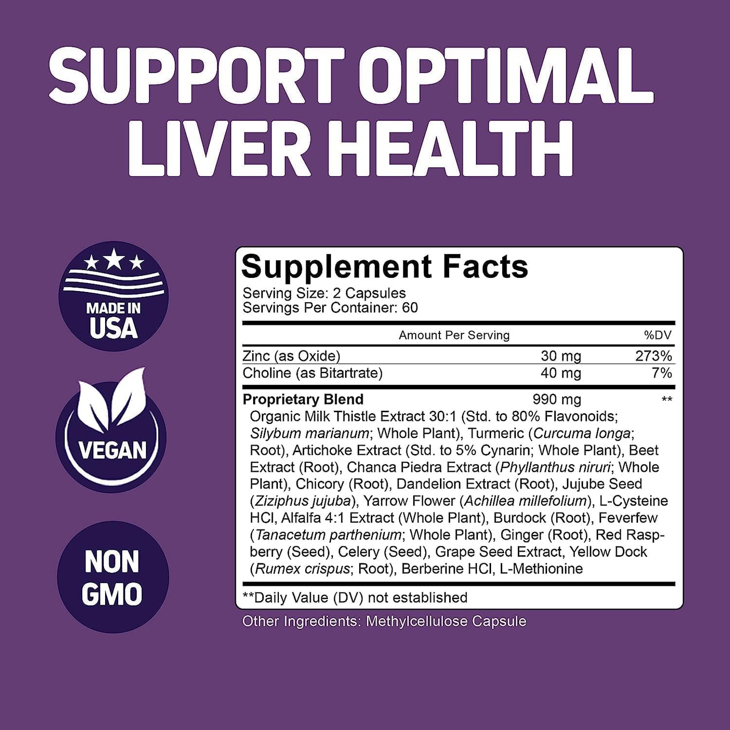 Herbtonics Liver Cleanse Detox: 20-in-1 Complex with Milk Thistle, Artichoke, Dandelion, Turmeric, Berberine | Supports Liver Health | 120 Vegan Capsules