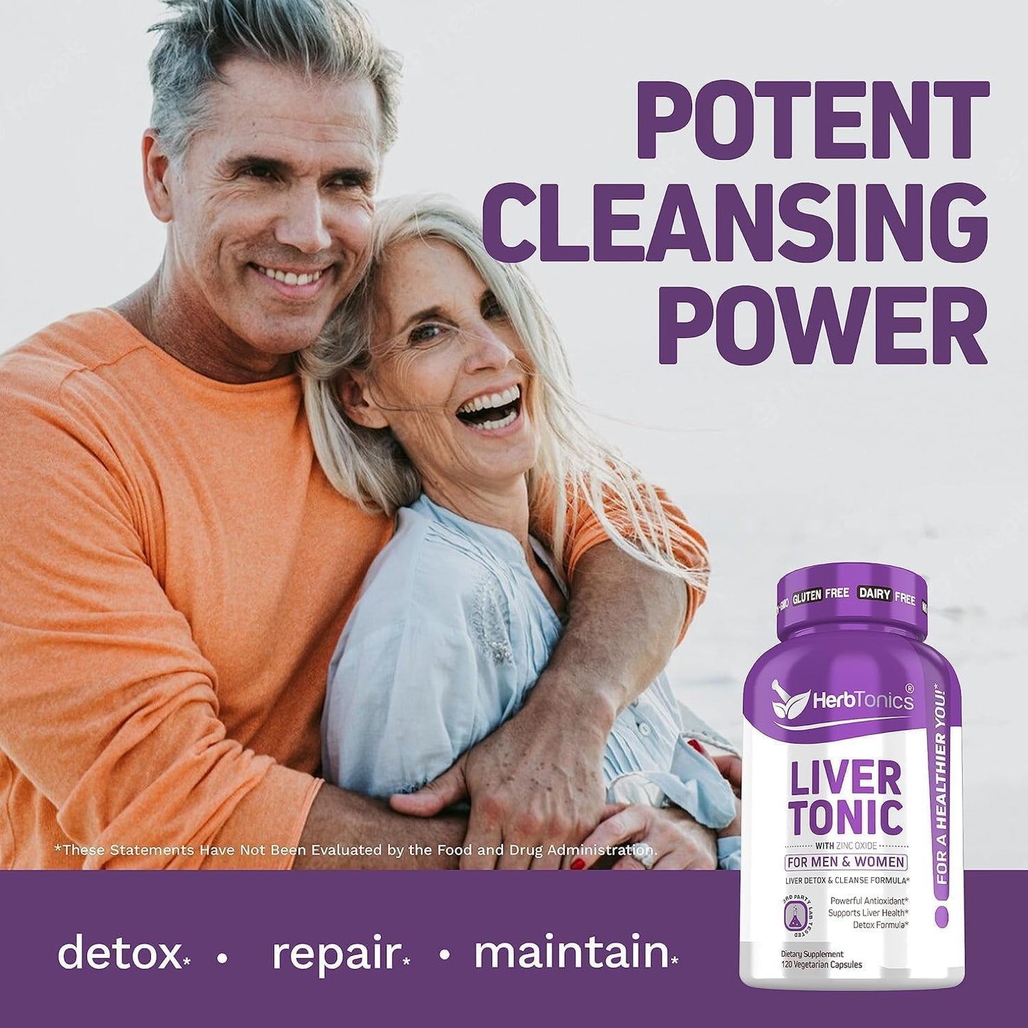 Herbtonics Liver Cleanse Detox: 20-in-1 Complex with Milk Thistle, Artichoke, Dandelion, Turmeric, Berberine | Supports Liver Health | 120 Vegan Capsules