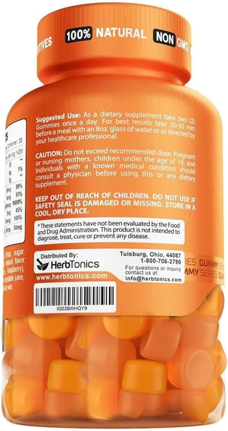 Herbtonics Multi Collagen Gummies for Women with Biotin - Hair Skin Nails Vitamins - Hydrolyzed Collagen Complex - 60 Supplements